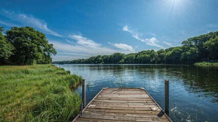 A barren riverbank under the blazing summer sun