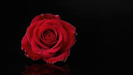 Bright red rose on a pitch-black background