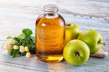 Apple yellow juice in the glass
