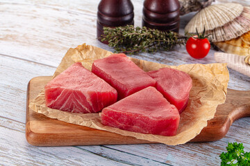 Raw tuna steak for cooking