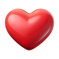 3D Icon of Glossy Red Heart Symbol Representing Love, Favorite, Like, and Emotional Connection for Social Media and UI Design
