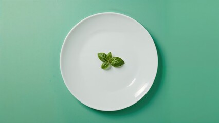 Fresh basil leaves served on a white dish against a vibrant backdrop