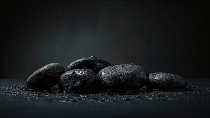 Moisture beads on rough basalt surfaces