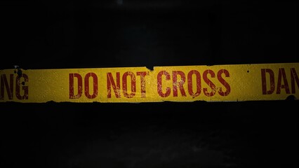 Caution tape indicating restricted access with black and yellow stripes