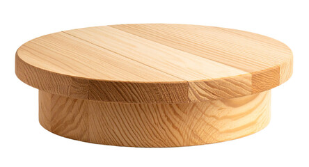wooden round table or stage isolated on white