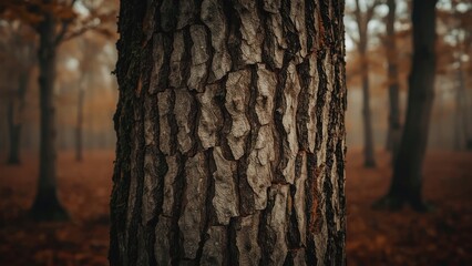 Fototapeta premium Close-up of tree bark with abstract blurred backdrop