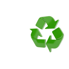3d rendered illustration of a green recycling symbol isolated on transparent background