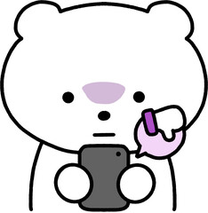 white bear pressing a dislike button