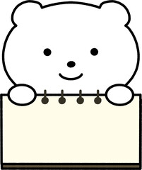white bear with sketchbook