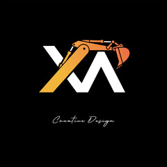 XA Excavator Arm Construction Logo - Bold Industrial Letter mark Design for Heavy Equipment, Contractor Branding & Modern Engineering Identity