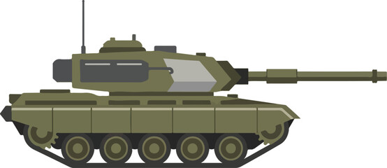 Military Tank Flat Vector Icon Side View