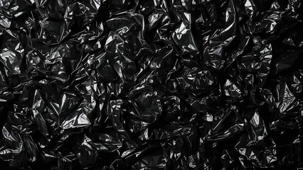 Black plastic bag background scene.