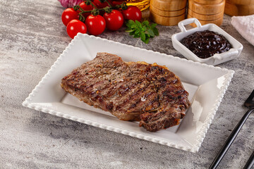 Grilled rib eye beef steak