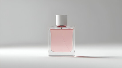 Minimalist bottle with visible liquid inside and no label placed on clean white background in sleek design
