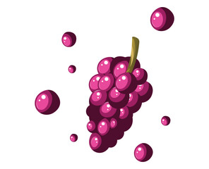 Grapes and a bunch of Fruit Dropping vector illustration