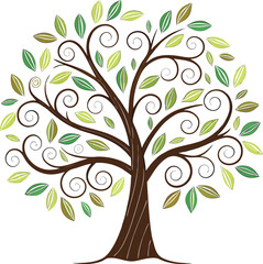 Obraz premium Whimsical decorative tree with swirling branches and leafy canopy