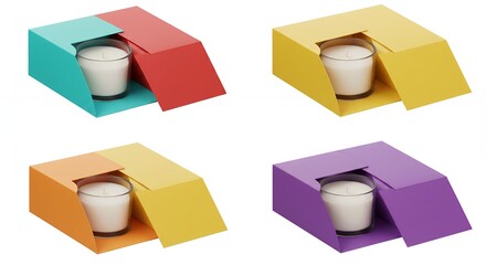 Colorful boxes with candles packaging design product presentation