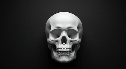 White Skull with Black Spider Web Overlay on Dark Gray – Halloween Concept Art