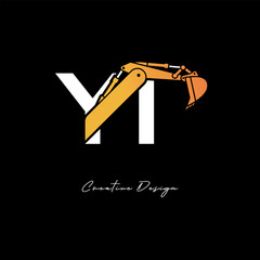 YI Excavator Arm Construction Logo - Bold Industrial Letter mark Design for Heavy Equipment, Contractor Branding & Modern Engineering Identity