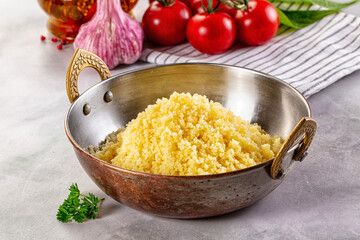 Boiled wheat couscous grain garnish