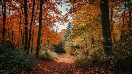 Woodland adorned in fall colors