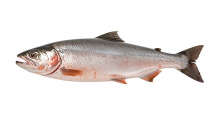 Naklejka premium Isolated Atlantic Salmon Displayed Against a White Studio Setting