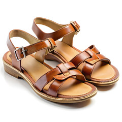 a pair of stylish comfort brown female sandals