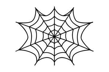 Spider web outline coloring book page, Decorative spider web line art vector