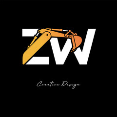 ZW Excavator Arm Construction Logo - Bold Industrial Letter mark Design for Heavy Equipment, Contractor Branding & Modern Engineering Identity © Nayan