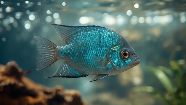Captivating aquatic creature displaying bright blue colors