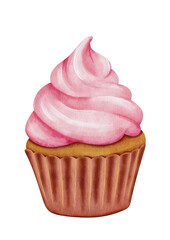 Watercolor cupcakes in a pink Halloween theme