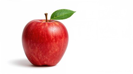 Single red apple against a white background