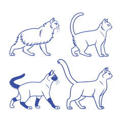 Line art cats, dogs, fish, and deer—all types of animals / Professional various types of line art animal set