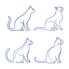 Line art cats, dogs, fish, and deer—all types of animals / Professional various types of line art animal set