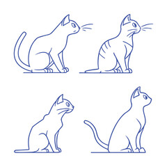 Line art cats, dogs, fish, and deer—all types of animals / Professional various types of line art animal set