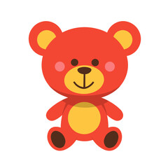 Obraz premium Cute red teddy bear toy character with yellow accents 