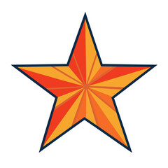 Orange geometric star with radiating lines on white background  