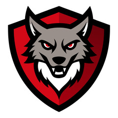Snarling Wolf Badge: Red Eyes and Aggressive Fur Inside Dark Emblem