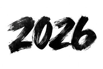 Dynamic and Expressive 2026 Year Number in Bold Brush Strokes on transparent background