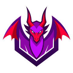 Symmetric Dragon Badge: Red and Purple Gradient Wings in Modern Esports Design