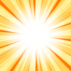 Obraz premium Safety Orange Abstract Glowing Sunburst Background. Yellow Color Glow Effect Sunburst Background for Presentation, Banner, Poster, Flyer, Sales. Pop Art Poster for Summer and Spring Theme.