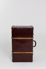 This is a Vintage Brown Leather Suitcase that features beautiful Metal Accents for added charm