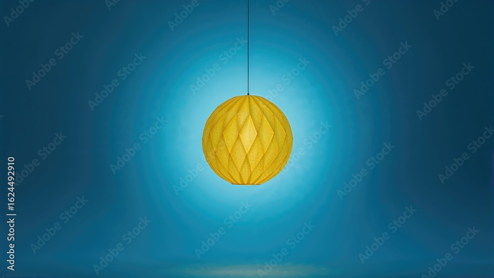 Canvas Prints a representation of uniqueness with a yellow paper ball on a blue backdrop, symbolizing creativity.