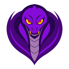 Fiery Cobra Emblem: Menacing Purple Vector with Eyes Aflame and Smoky Aura
