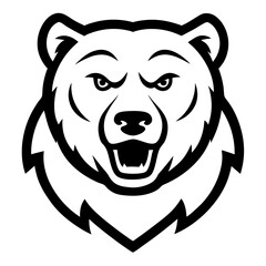 White Bear Logo: Strong Black Outline and Sharp Muzzle in Clean Badge Design
