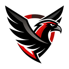 Elite Falcon Crest: Stylized Flight Pose with Bold Feathers and Vector Power