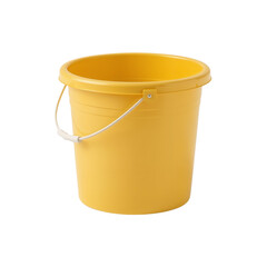 A sunny yellow bucket with pristine design features, isolated against pure space