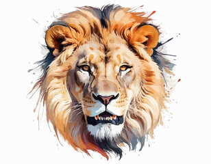 The lion is shown in a powerful, striding pose, with one front paw lifted as if in motion (1)