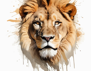 The lion is shown in a powerful, striding pose, with one front paw lifted as if in motion (1)