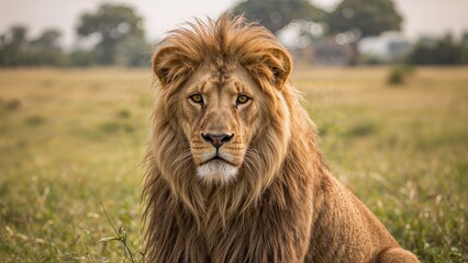 Noble lion captured in a poised position